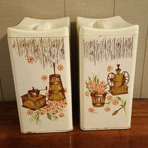 Vintage Ransburg Tin Metal Canisters Kitchen Decor